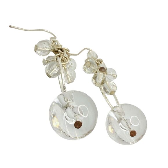 VTG Glass Beaded Dangle Earrings 2" Chandelier Silver-Tone Elegant Statement - Picture 7 of 10